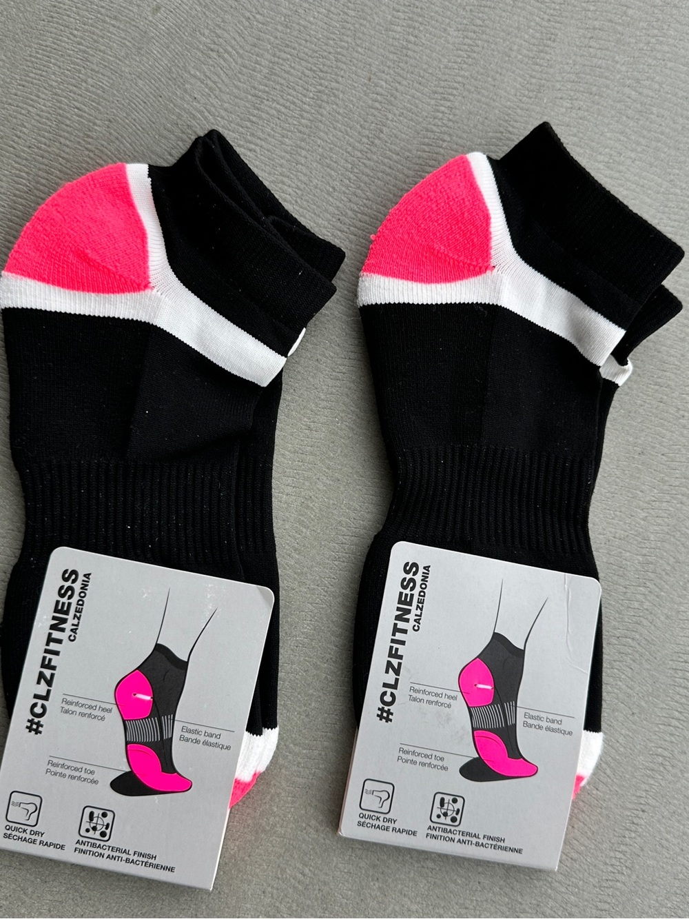 Calzedonia Black Ankle Socks with Pink Accent set of two